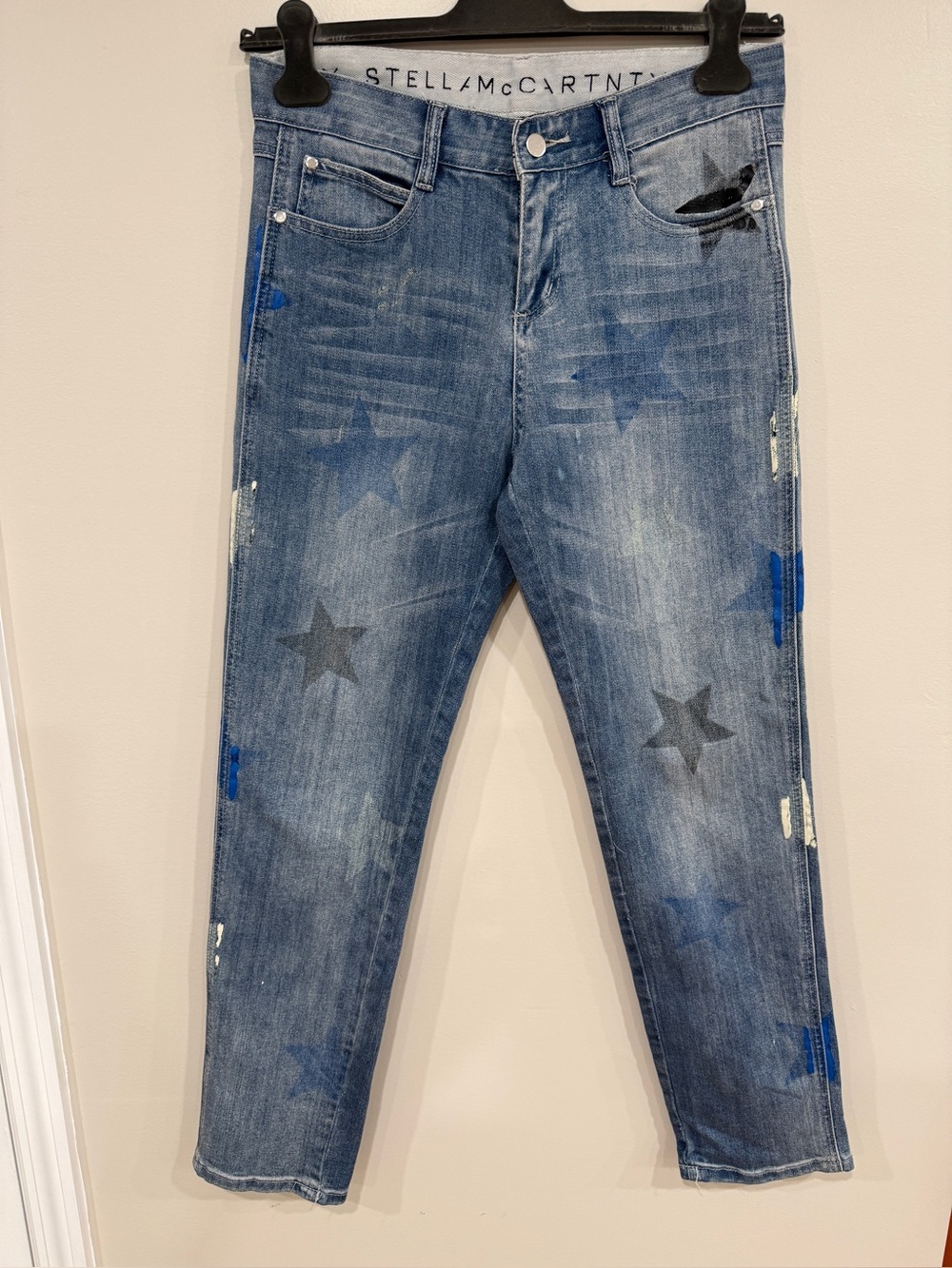 Stella McCartney Blue Star-Print Straight Jeans